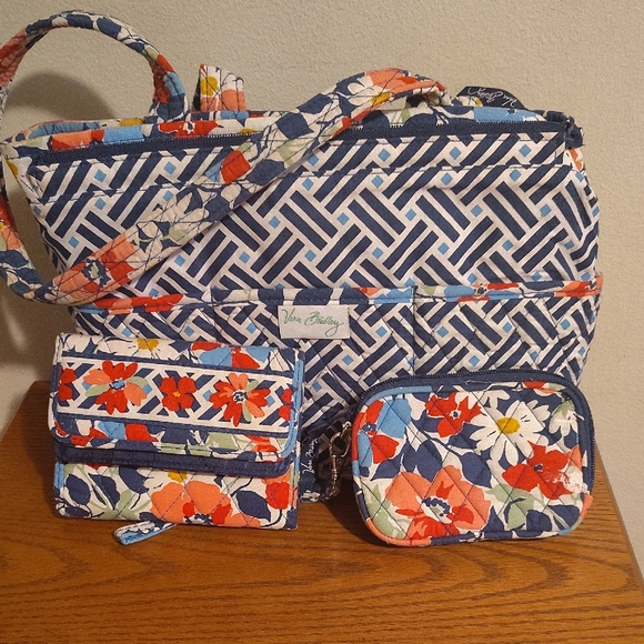 Vera Bradley Blue and Red Baby Bags with Geometric Design - Picture 1 of 4